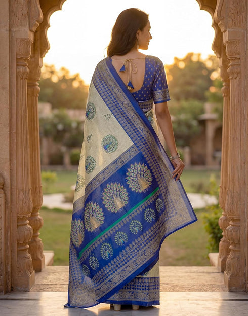 Vasthrlay Banglori Printed Unstitched Peach Saree