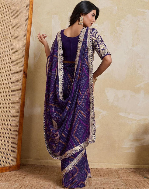 Vasthrlay Georgette Embroidery Unstitched Red Saree