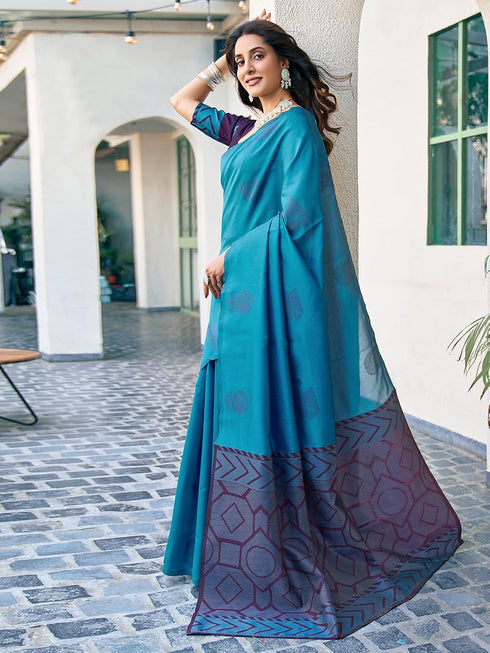 Vasthrlay Banarasi Jacquard Unstitched 3697s120n Teal