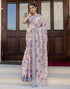 Vasthrlay Womens Printed Unstitched White Saree