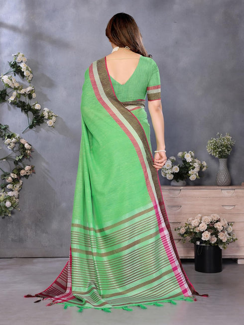 Vasthrlay Unstitched Double Line Orange Free Ethnic Wear