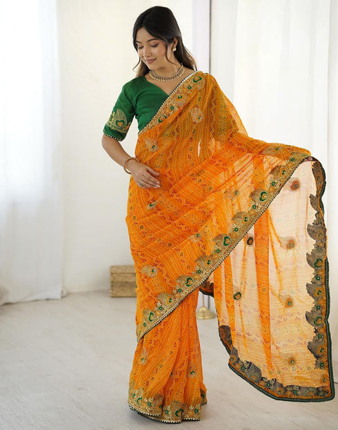 Vasthrlay Georgette Embroidery Red1 Red Saree