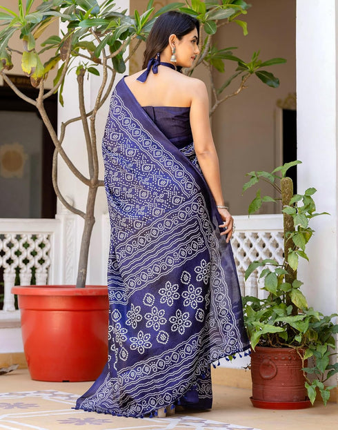 Vasthrlay Bandhani Printed Unstitched Wine Saree