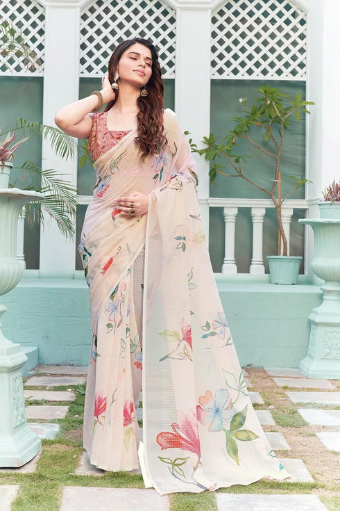 Vasthrlay Georgette Sequence Pink Ethnic Wear