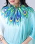 Vasthrlay Printed Kaftan Freehand Light Blue Soft Satin Saree