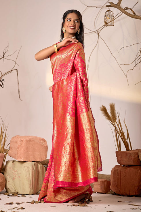 Vasthrlay Pink Silk Saree