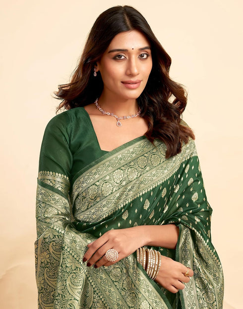 Vasthrlay Kanjivaram Banarasi Wedding Light Green Saree