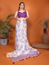 Vasthrlay Purple Womens Linen Ready To Wear Saree