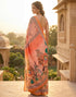 Vasthrlay Womens Printed Unstitched Peach Saree