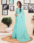 Vasthrlay Printed Striped Unstitched Peach Saree