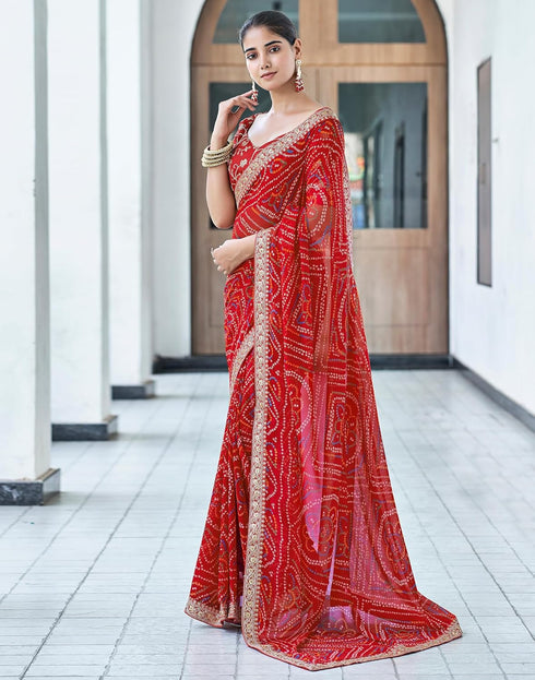 Vasthrlay Embroidery Georgette Unstitched Sky Blue Saree