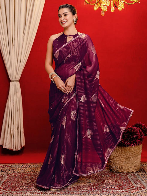 Vasthrlay Georgette Printed Dark Saree