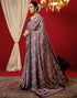 Vasthrlay Chiffon Printed Unstitched Dark Green Saree