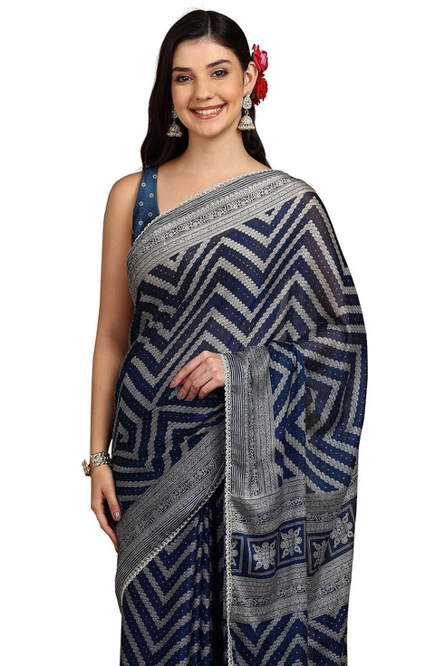 Vasthrlay Fashion Georgette Leheriya Turquoise Ethnic Wear