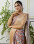 Vasthrlay Womens Striped Unstitched Dusty Pink Saree