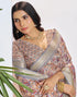 Vasthrlay Womens Printed Grey Saree With Unstitched Blouse Piece