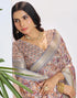 Vasthrlay Womens Printed Unstitched Beige Saree