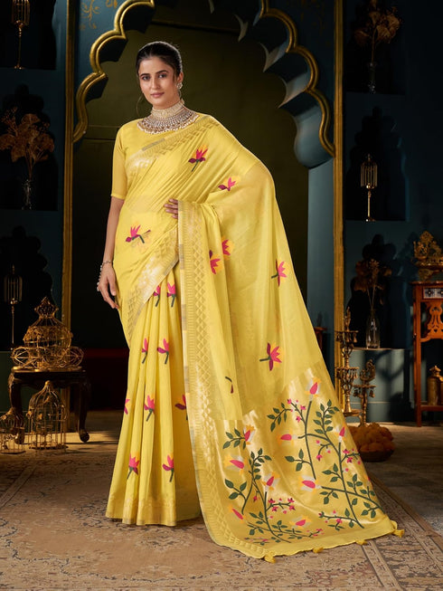 Vasthrlay Women's Lucknowi Chikankari Cotton Saree