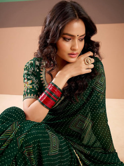 Vasthrlay Georgette Embroidery Red Saree