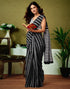 Vasthrlay Chanderi Printed Black | White Saree With Unstitched Blouse Piece
