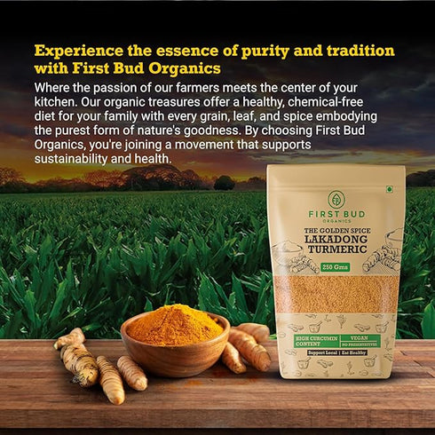First Bud Organics Golden Spice Lakadong Turmeric Powder
