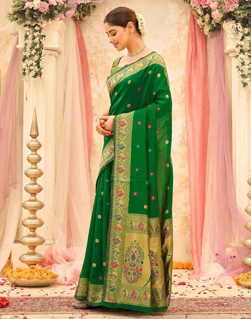 Vasthrlay Weaving Paithani Unstitched Pink Saree