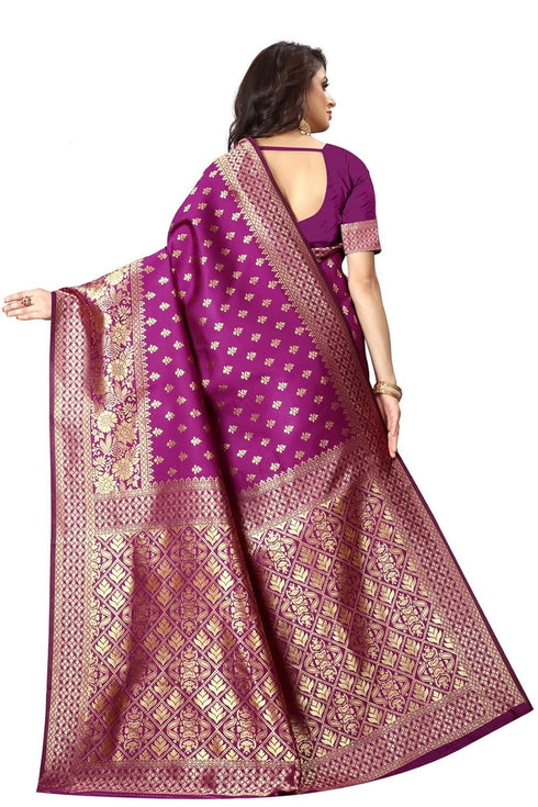 VasthrlayWomen's Purple Kanchipuram Saree