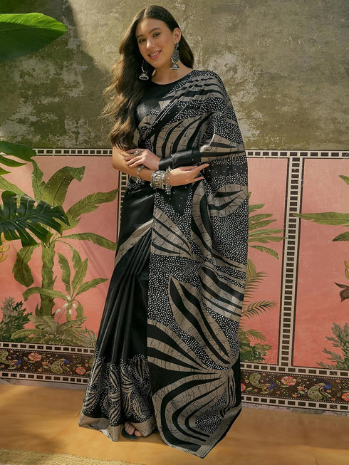 Vasthrlay Womens Printed Unstitched Beige Saree