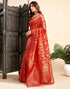 Vasthrlay Womens Jacquard Unstitched Wine Saree