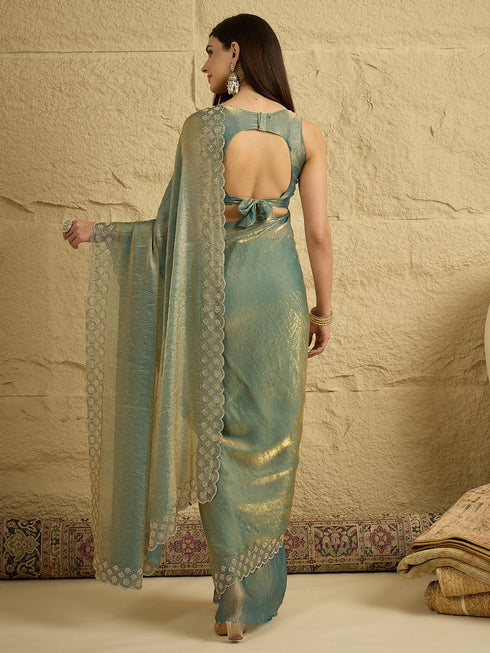 Vasthrlay Metallic Scalloped Unstitched Vm Ethnic Wear