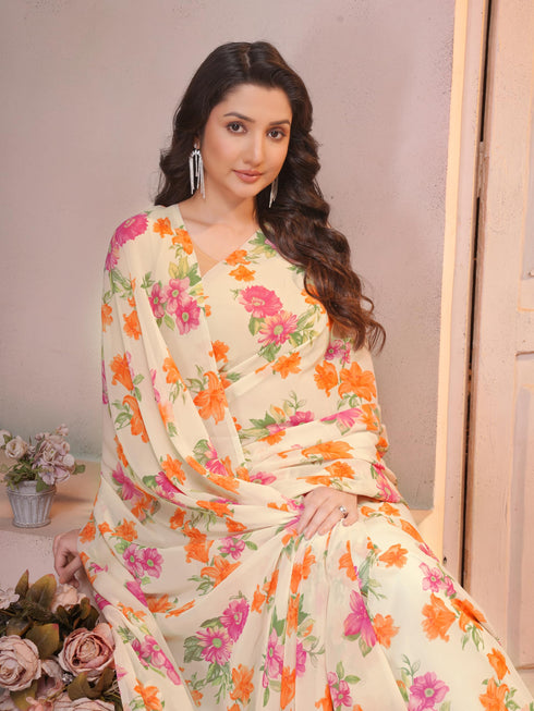 Vasthrlay Georgette Floral Saree
