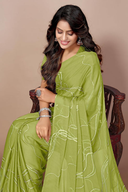 Vasthrlay Fashion Georgette Geometric Dusty Ethnic Wear