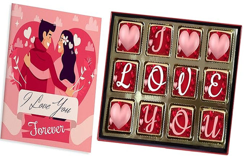 redbakers.in I Love You 12 Chocolate Gift Box & Greeting card