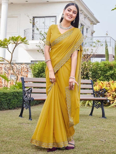 Vasthrlay Georgette Scalloped Purple Saree