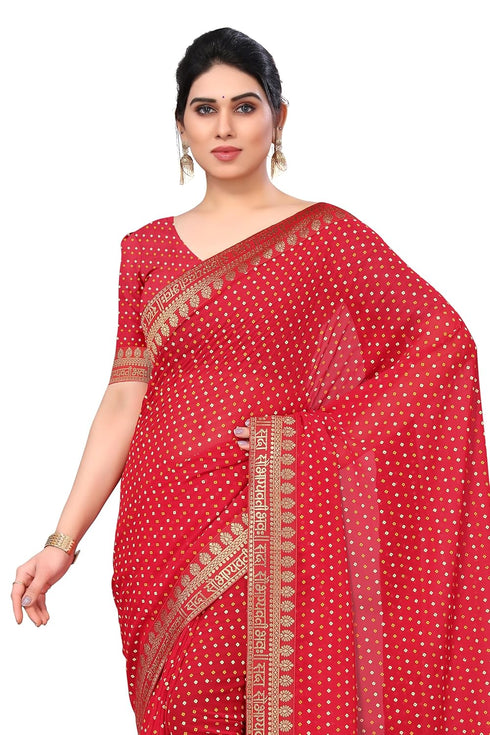 Vasthrlay Fashion Georgette Bandhej Red Ethnic Wear