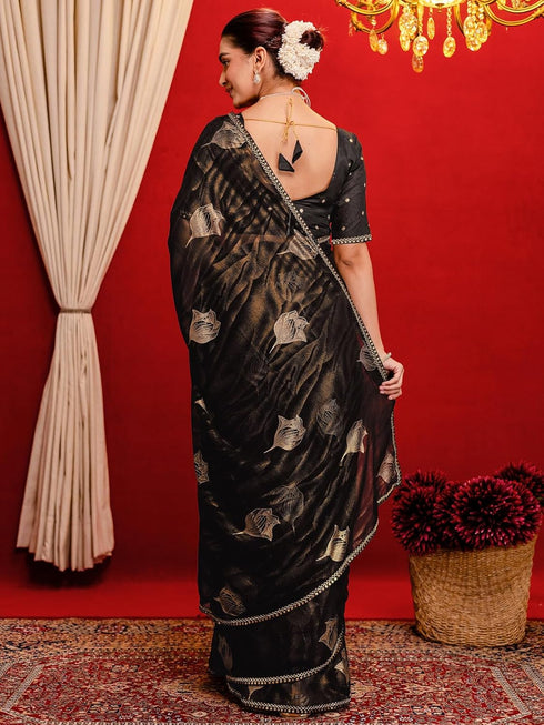 Vasthrlay Georgette Printed Dark Saree