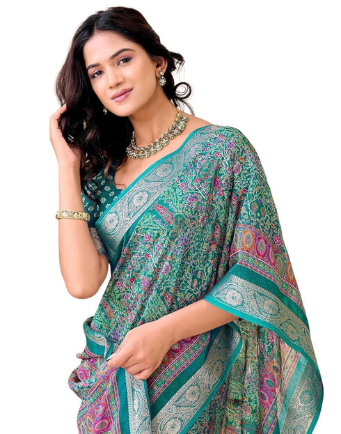 Vasthrlay Georgette Printed Unstitched Red Saree