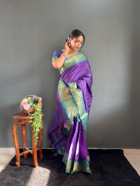 Vasthrlay Kanjivaram Traditional Contrast Included