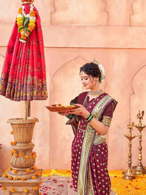 Vasthrlay Weaving Paithani Black Saree