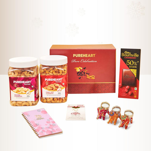PUREHEART Christmas & New Year Gift Hamper | Premium Gift Box | Nutmix, Black Raisins