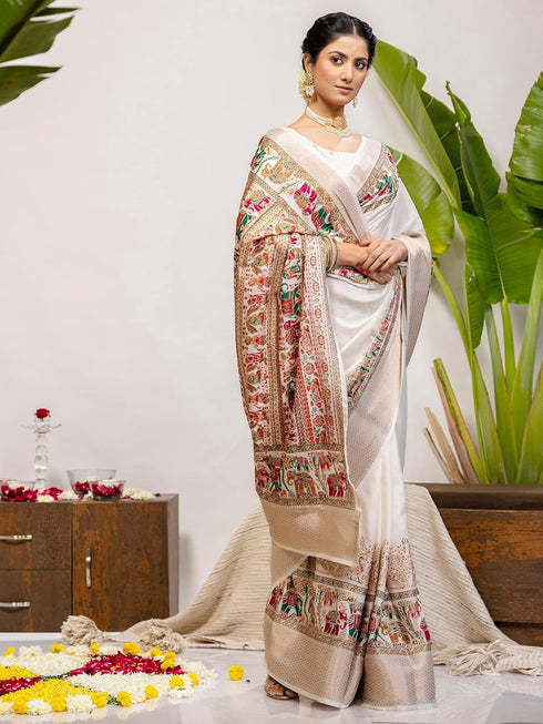Vasthrlay Embroidery Gold Saree