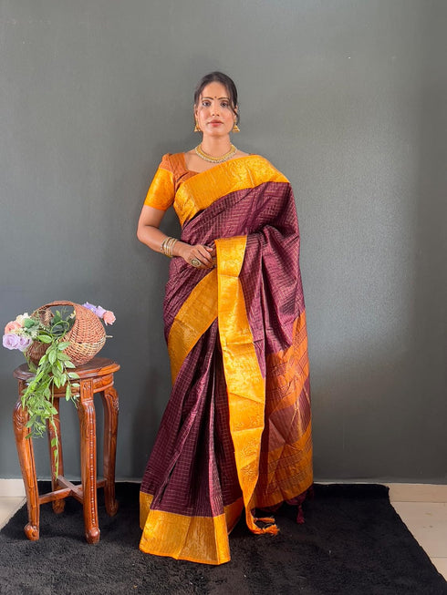 Vasthrlay Kanjivaram Traditional Contrast Included