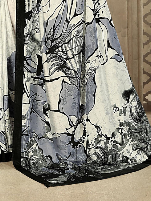 Vasthrlay Printed Off White1 White Saree