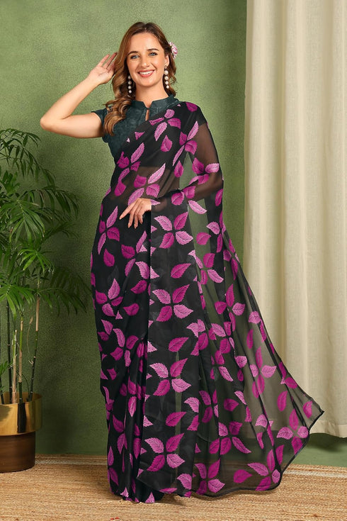 Vasthrlay Fashion Chiffon Printed Red Ethnic Wear