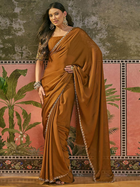 Vasthrlay Sequins Embroidery Black Saree