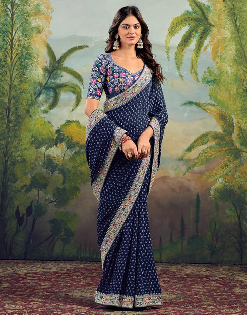 Vasthrlay Embroidery Traditional Unstitched Violet Saree