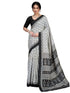 Vasthrlay Bandhani Printed White | Black Saree With Unstitched Blouse Piece