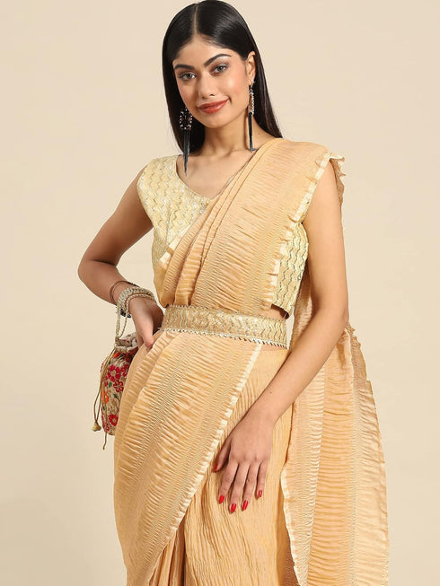 Vasthrlay Crushed Polycotton Unstitched Rust Ethnic Wear