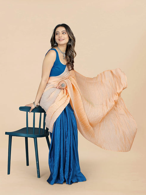 VasthrlayCrushed Pleated Unstitched Yellow Free Ethnic Wear