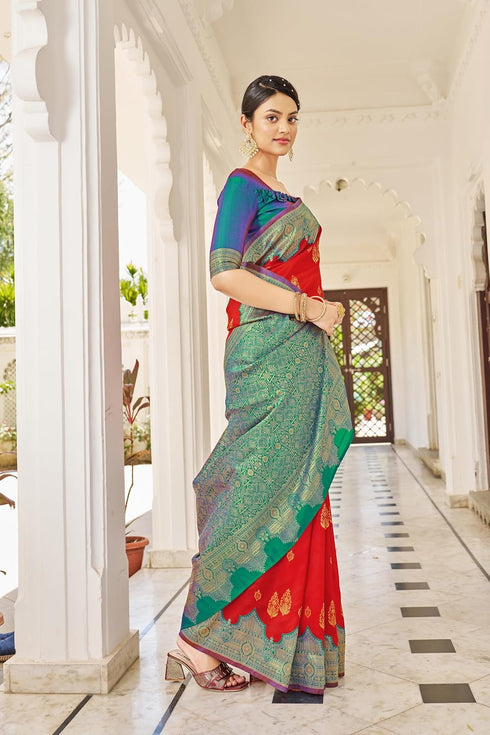 Vasthrlay Banarasi Rich Redfirozi Ethnic Wear